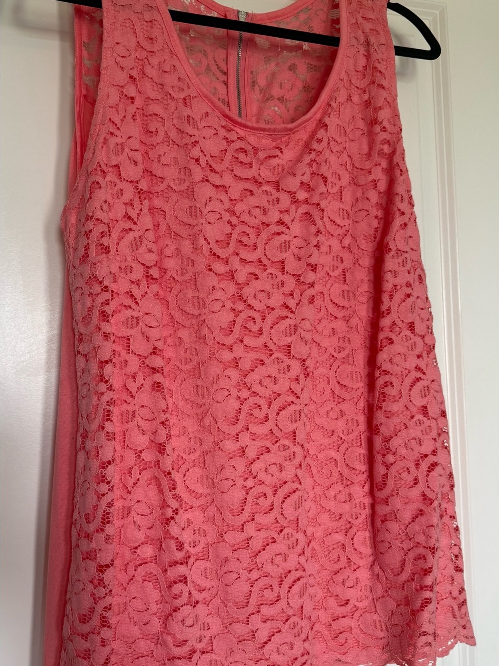Soho Coral Pink Lace Tank Top